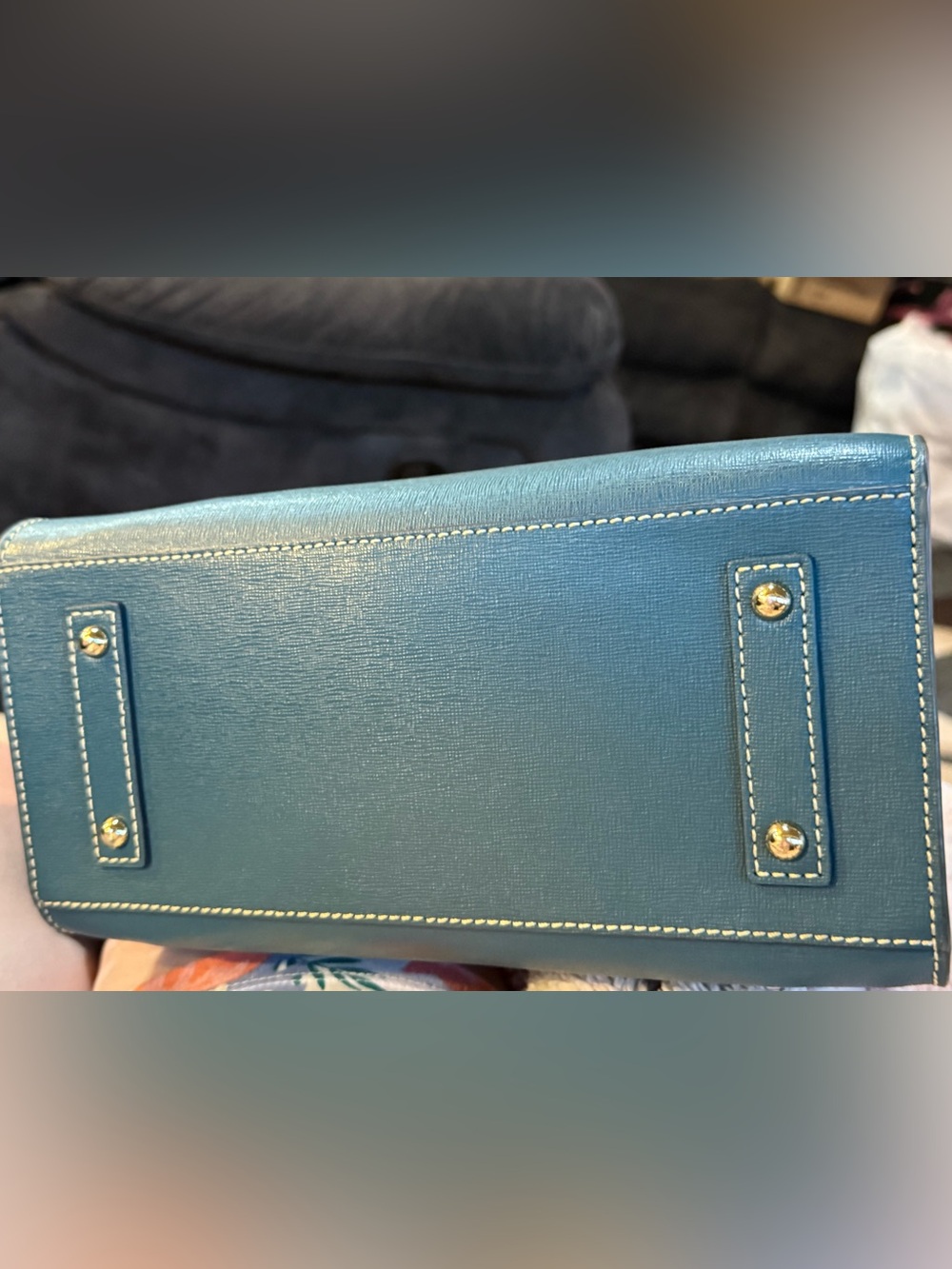 Dooney & Bourke Teal Blue Leather Satchel - Picture 9 of 9